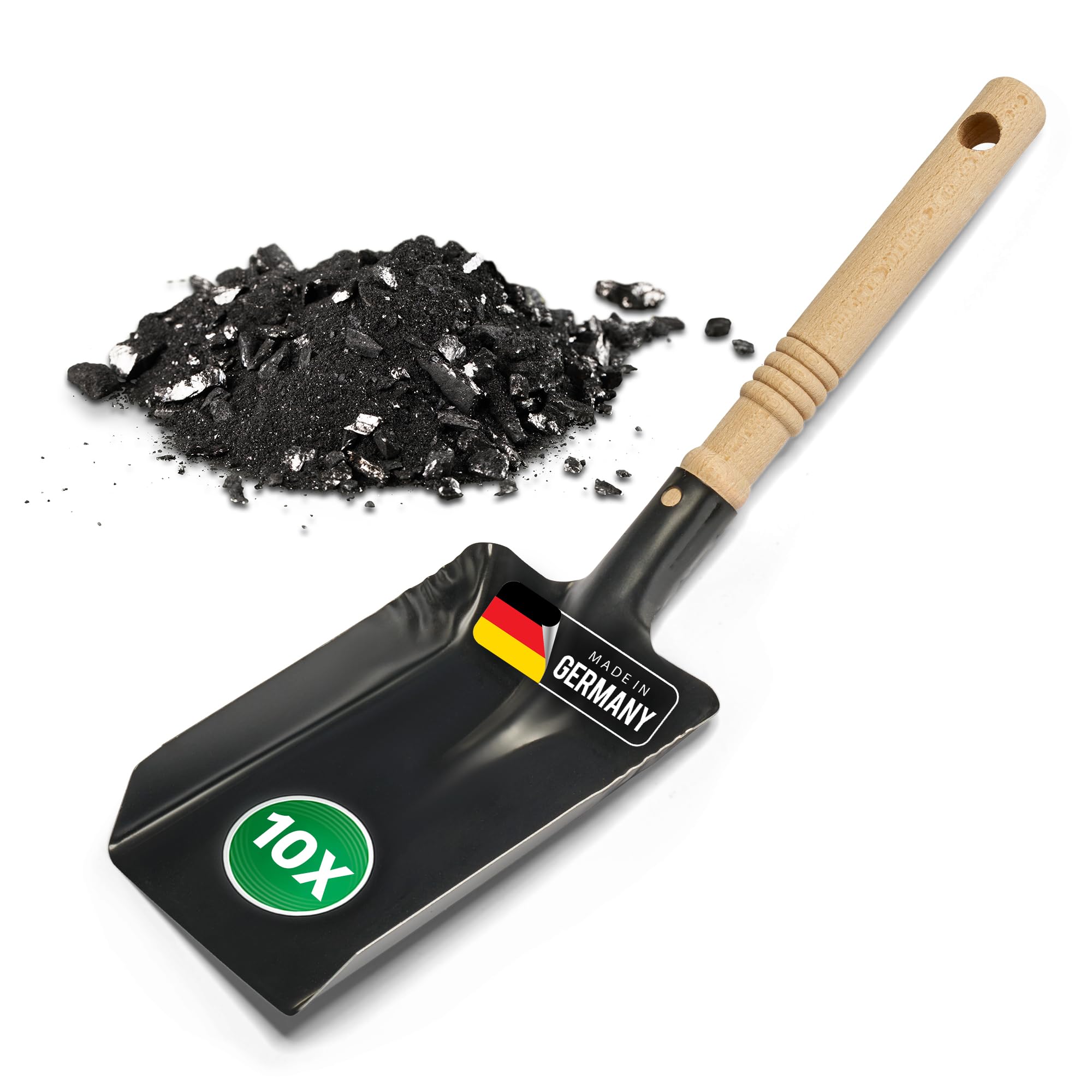 Kohleschaufel Kohlelöffel Ascheschaufel Schaufel Kamin Ofenschaufel (10, Kohleschaufel schwarz)