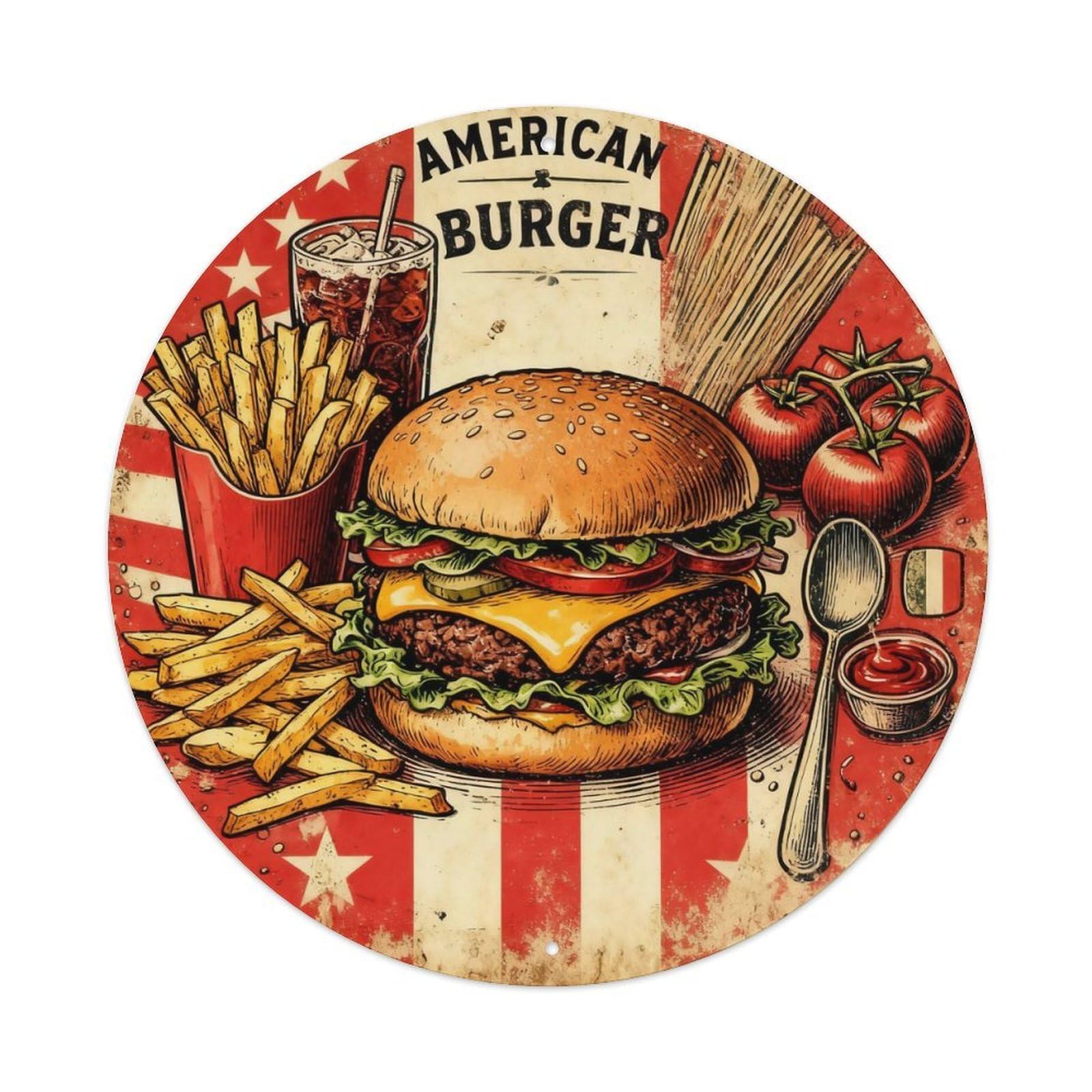 American Burger Retro Tin Sign Metal Tin Sign Plaque