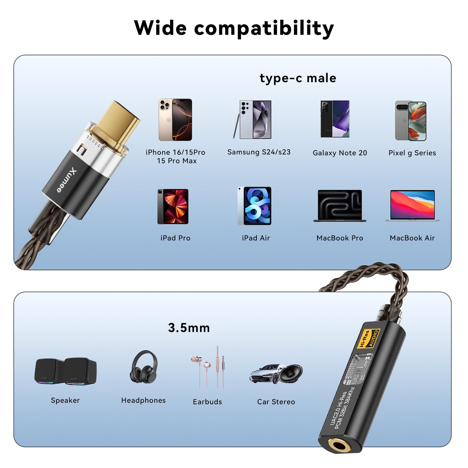 Amazon.com: Xumee USB C to 3.5mm Audio Adapter, DAC Dongle with
