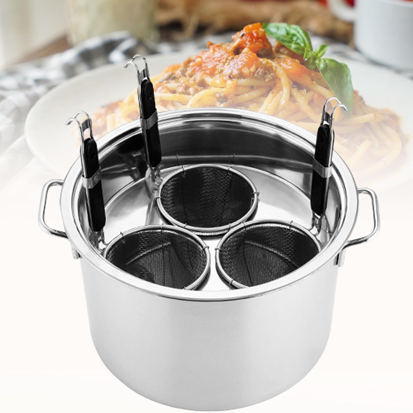 Edelstahl-Nudeltopf mit Siebeinsatz, 3/4/5 Löcher, Nudelkocher-Einsatz-Set, Nudelkocher-Set für Zuhause, Küche, Restaurant, Kochwerkzeug,3Holes