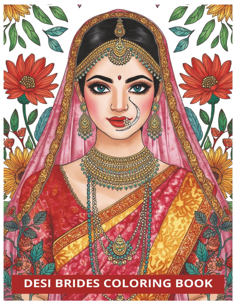Desi Brides Coloring Book: South Asian Wedding Coloring Book Featuring Indian Bridal Fashion, Mehndi Designs, and Cultural Art (Desi Fashion Girls Coloring Series)