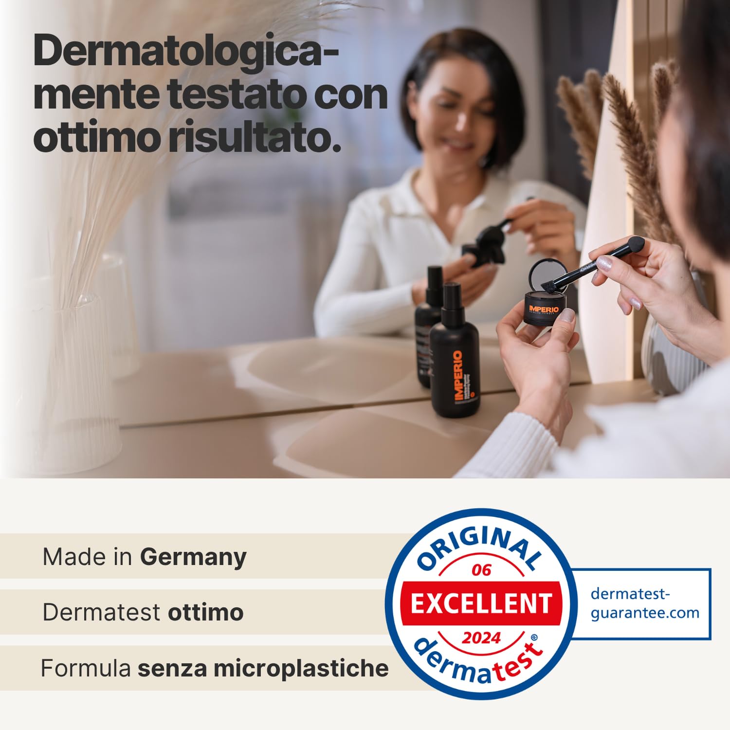 IMPERIO Spray di Finitura di Polvere per Radici - Spray Premium con Effetto Anti-crespo per una Finitura Setosa - Rifinitura Colore e Sigillatura Della Polvere per ritocco ricresita capelli - 250ml