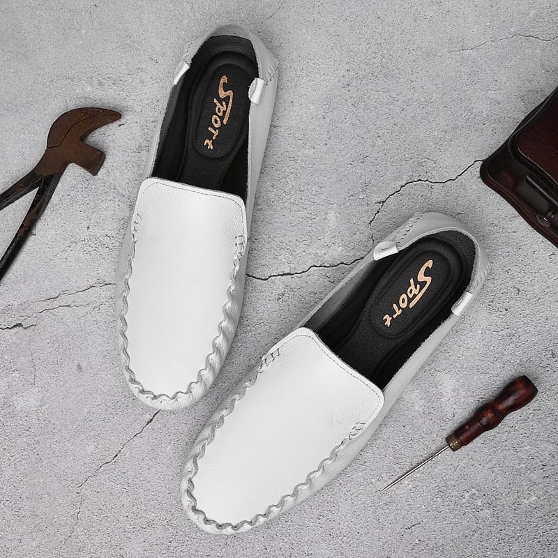 Hand-Sewn Cowhide Loafer (White, Adult, Men, 9, Numeric, US Footwear Size System, Medium)2