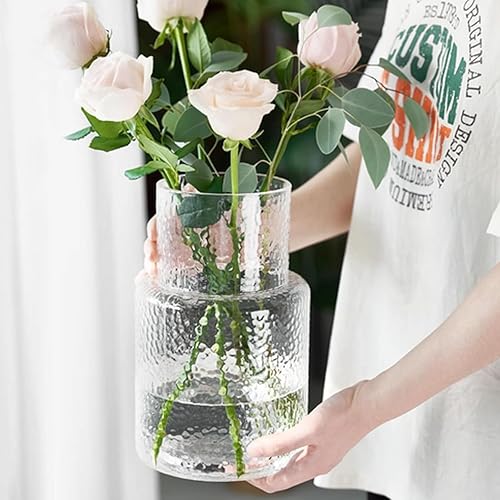 Miniatura 3 de Jarrón grande de vidrio  Jarrón transparente acanalado  Florero acanalado para decoración moderna del hogar  Jarrones de vidrio para centros de mesa