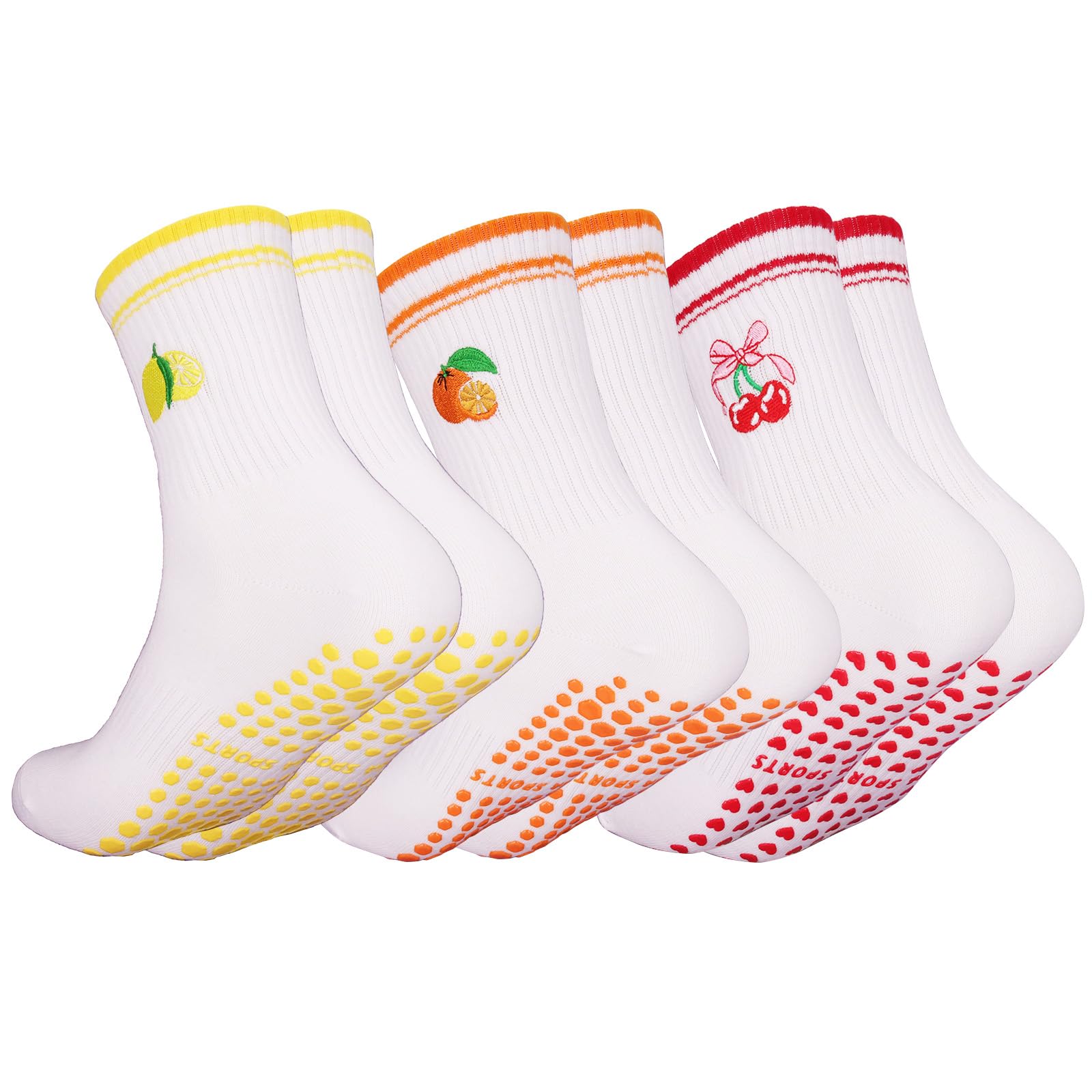 Chaussettes Pilates Yoga FICOFISE 6 Paires De Chaussettes Pilates Femme Anti Chaussettes Semelle Silicone