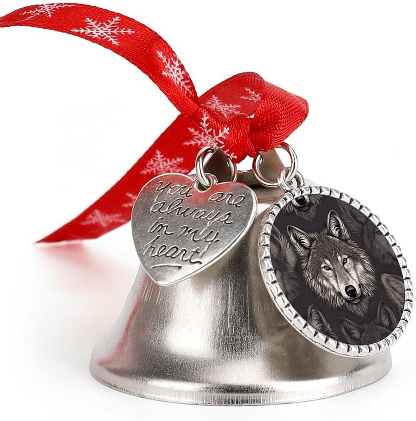 Christmas Decoration Bell, Cute Wolf Head Pattern Printed Jingling Bell Wedding Decorate Christmas Party Decorations Christmas Love Bell for Indoor Outdoor