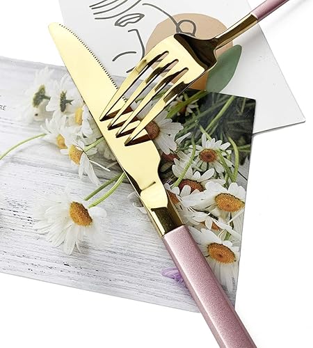 Miniatura 10 de JASHII Juego de cubiertos de 20 piezas cubiertos de acero inoxidable 1810 servicio de utensilios para 4, regalo resistente, cuchillo de cena pulido