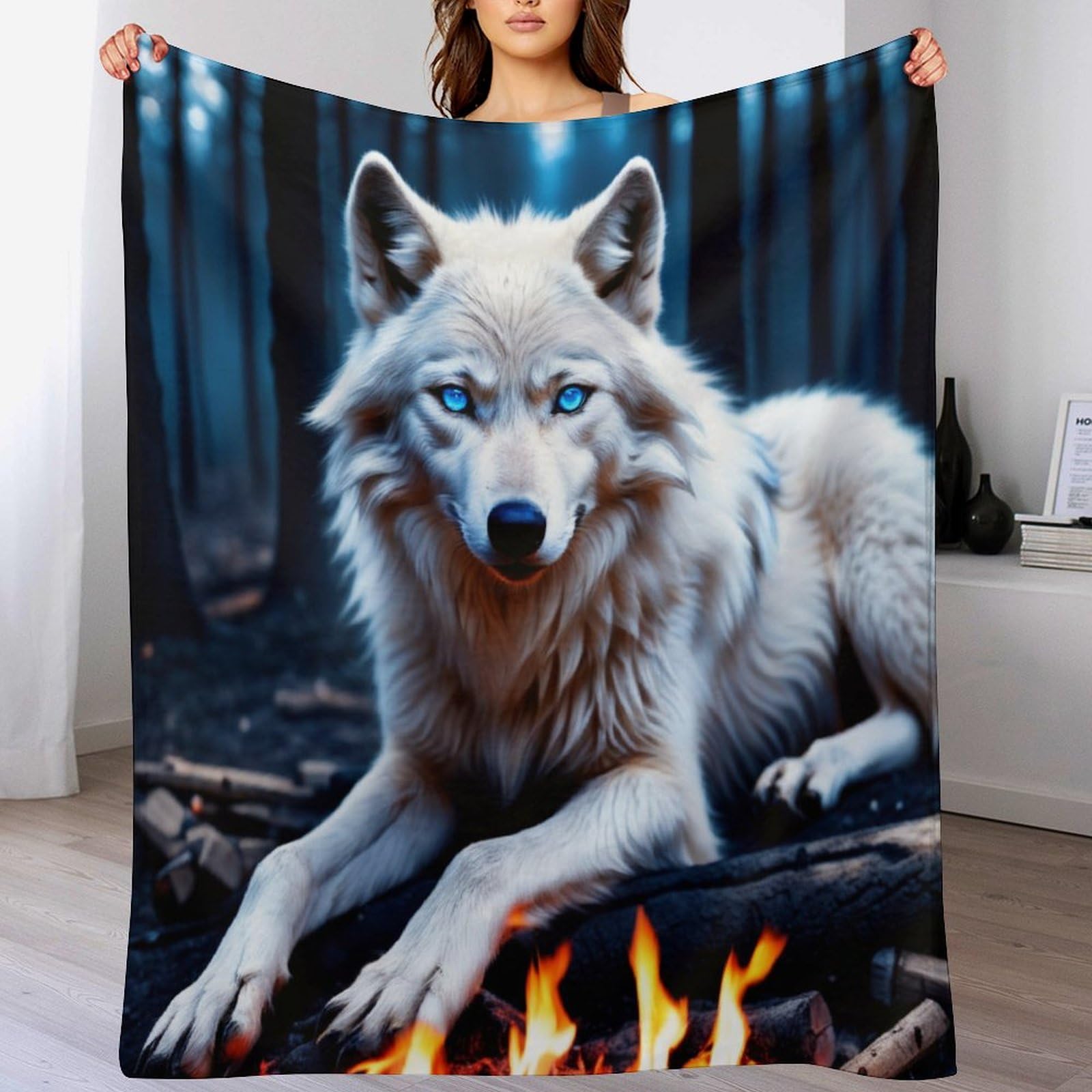 GGJJTT Wolf Blanket Anti Pilling Throw Blankets Cozy Durable Blankets for Office Couch Cinema Gifts Quality Washable130×180cm