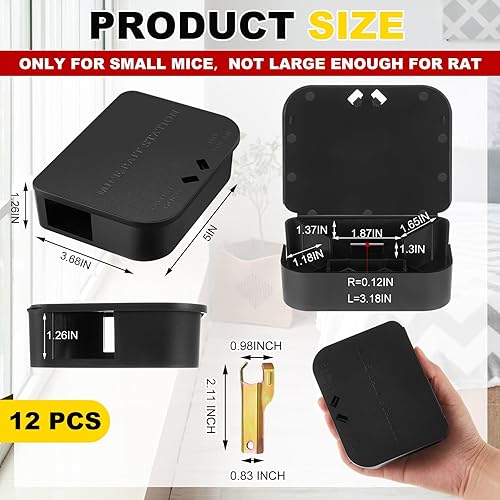 Miniatura 2 de Qualirey 12 piezas estaciones de cebo para ratones estaciones de ratón con llaves trampas, mantiene a los niños y mascotas dentro y fuera de casa,