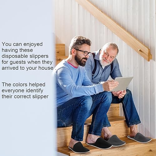 Miniatura 4 de Geyoga 24 pares de pantuflas de casa para invitados, lavables, reutilizables, suaves, antideslizantes, desechables, para viajes, hotel, spa, boda,