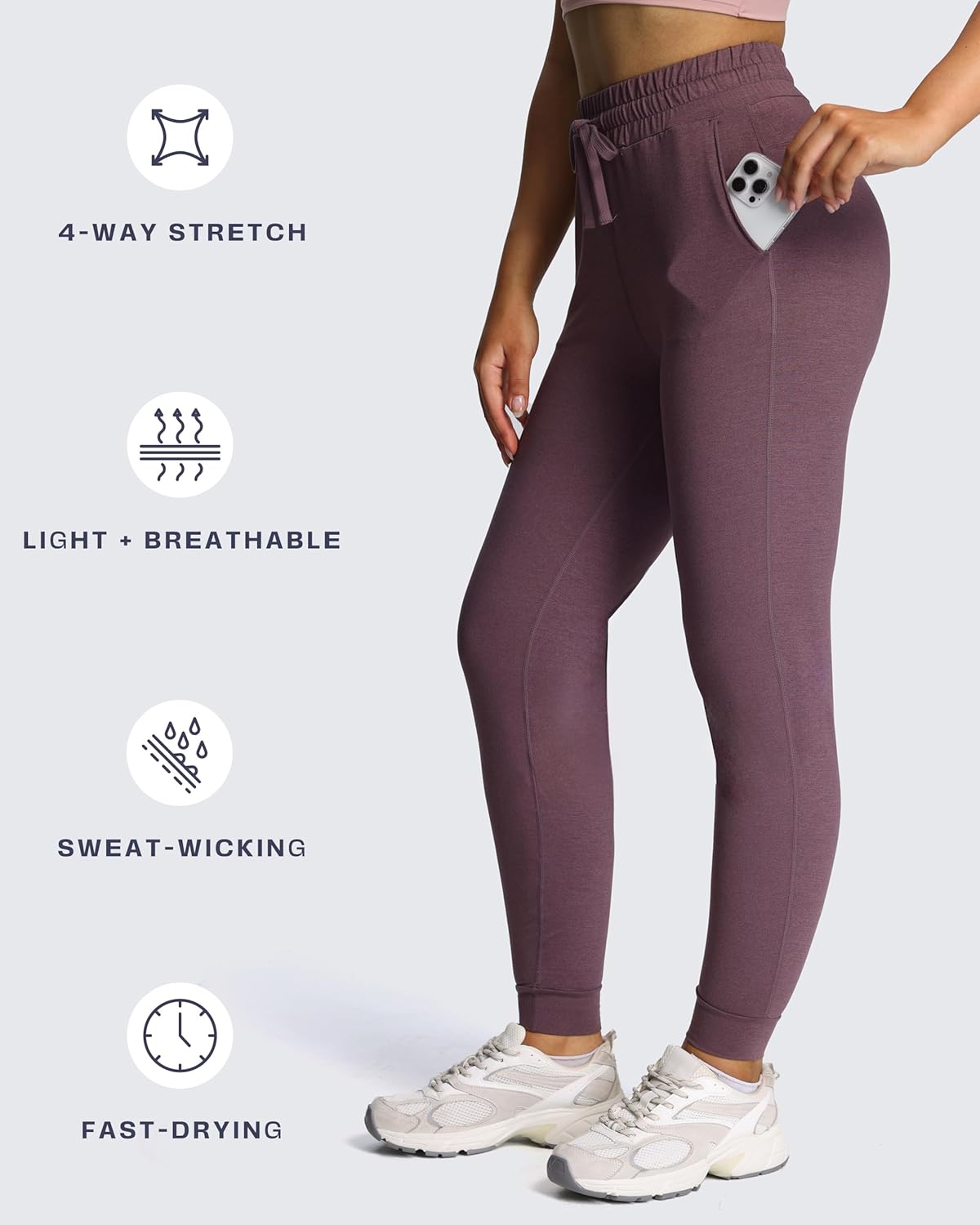 Aoxjox Sweatpants for Women Lounge Joggers with Pockets High Waisted Drawstring Running Sweatpant Lounge Pants 27.5"