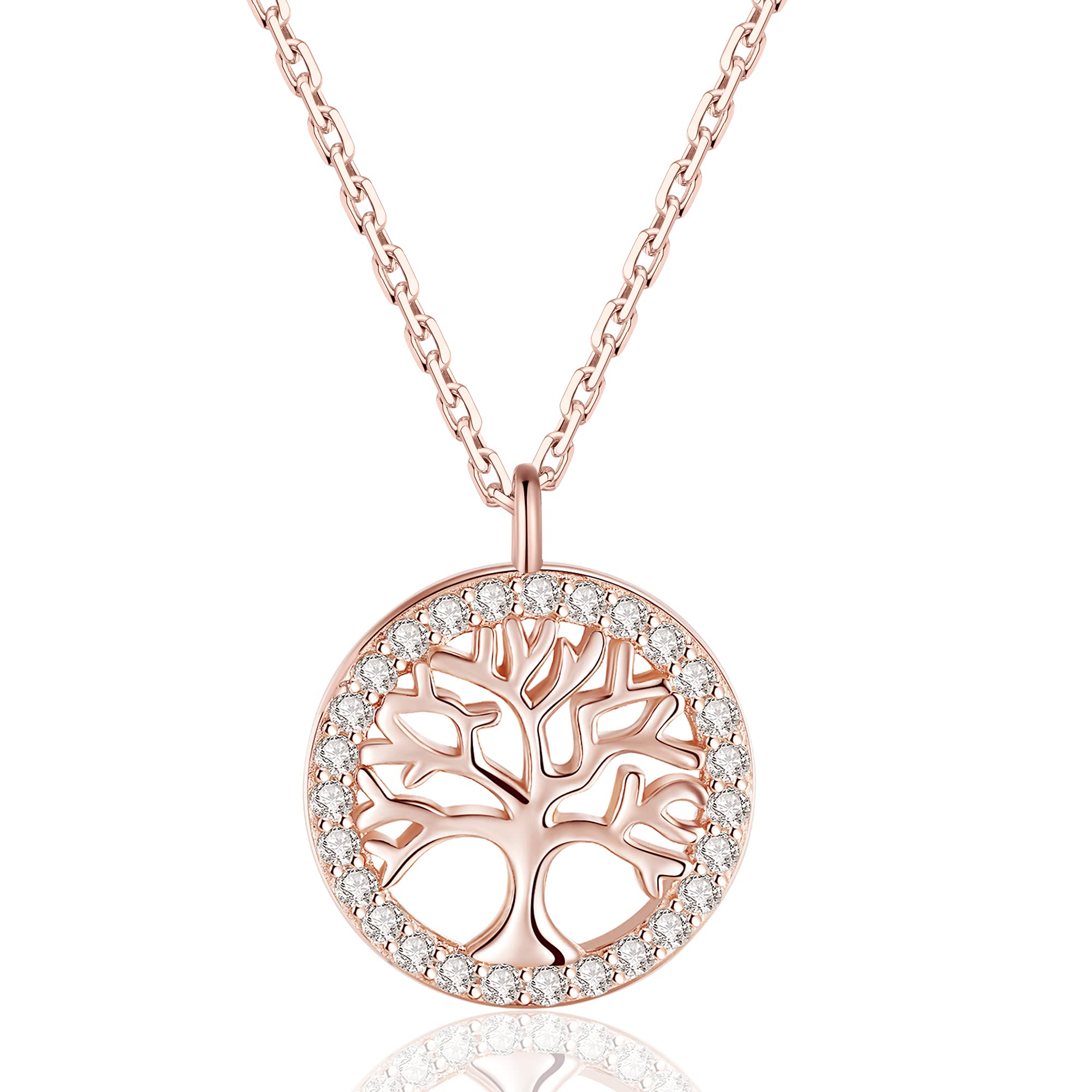 Jrêveinfini árbol de la Vida Collar Mujer Plata de Ley 925, Navidad Cumpleaños Aniversario día de San Valentín Regalo con Caja de Regalo, Ajustable 40+5cm