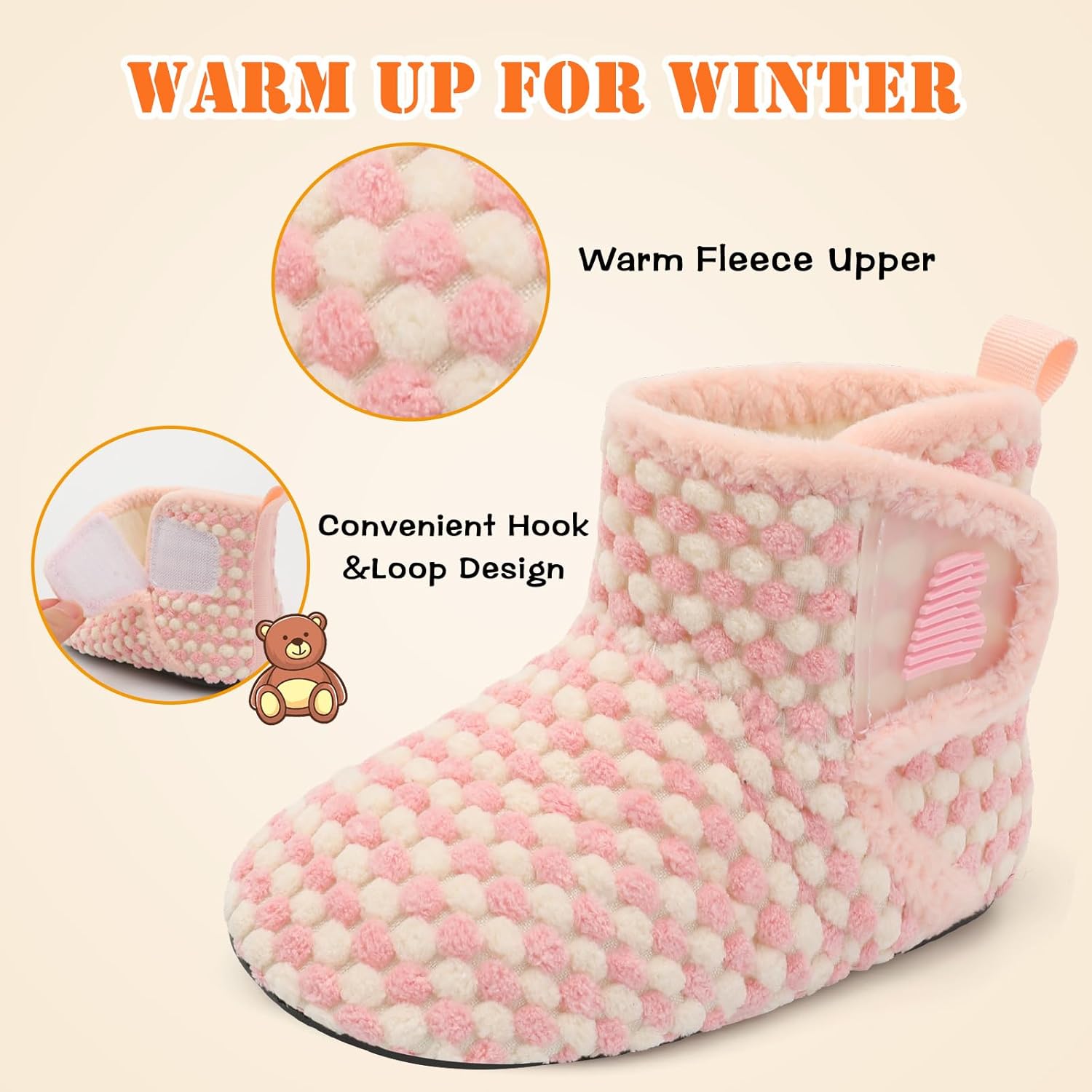 BARERUN Toddler Slippers Girls Boys House Shoes Baby Winter Booties Plush Cozy Kids House Slipper Warm Lightweight Infant Walking Shoes Socks - Image 3
