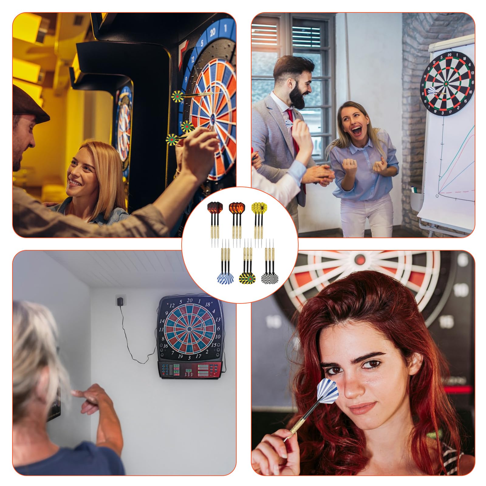 18 Piezas Dardos con Punta de Metal, Punta Acero Darts, Juego de Dardos con Caña y Plumas, para Principiantes y Aficionados, Incluye Piedra para afilar Dardos y Funda para Dardos — view 7