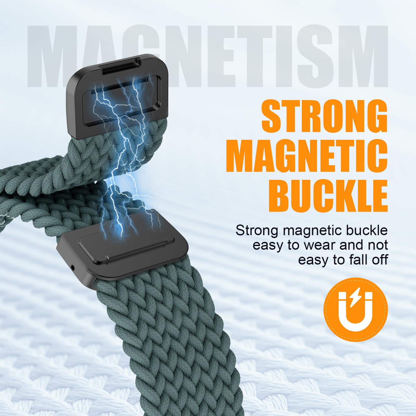 Photo 1 of Magnetic Braided Stretchy Loop - Compatible with Apple Watch Band 42mm 46mm 40mm 41mm 44mm 45mm 38mm Ultra 3/2 49mm Women Men,Elastic Woven Fabric Nylon Strap for iWatch 11 10 9 8 7 6 5 4 3 SE Ultra