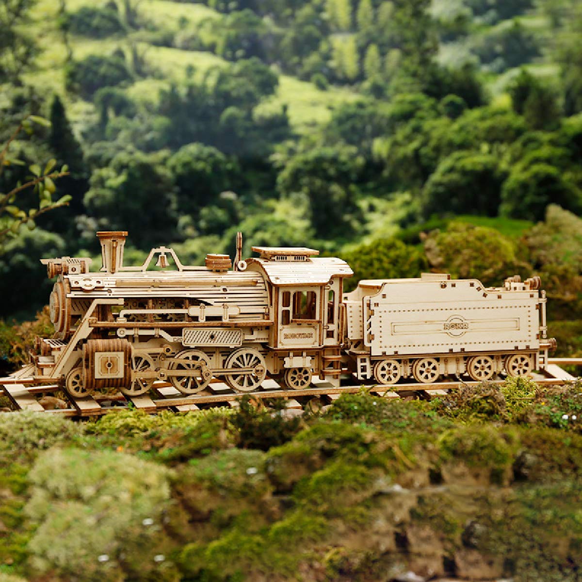ROKR Prime Steam Express 3D Wood Puzzle 1:80 Scale Model Train MC501