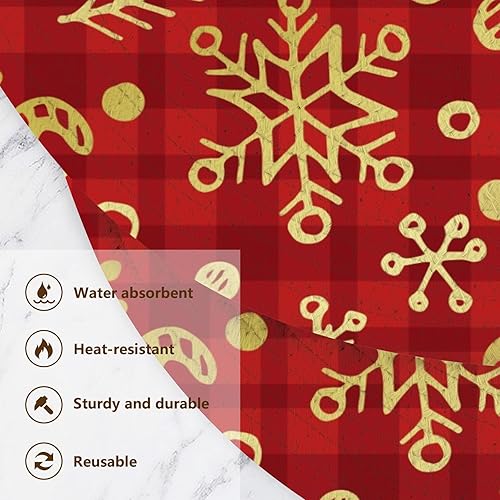 Miniatura 3 de Merry Christmas Buffalo Plaid Check Gold Red Pattern Absorb Water Pot Holder Trivet Mat for Hot Pots and Pans Dish Holder for Cooking Pot Hot Water