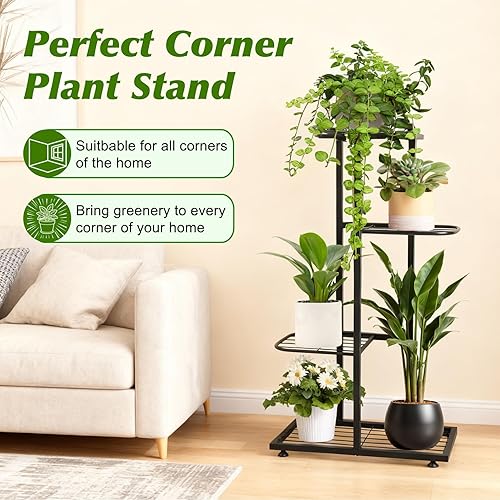 Miniatura 4 de Soporte para Plantas de Interior y Exterior, Soportes de Metal para Plantas de Esquina, Estante Alto Resistente para Plantador para Múltiples