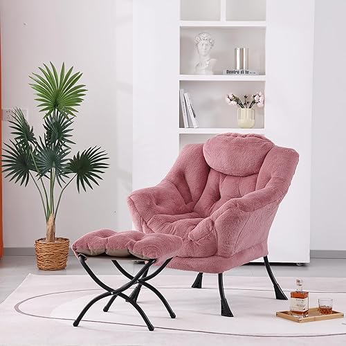 Miniatura 7 de Silla perezosa con otomana, moderna silla de acento contemporánea, sofá de ocio con reposabrazos, silla de lectura y reposapiés plegable para sala