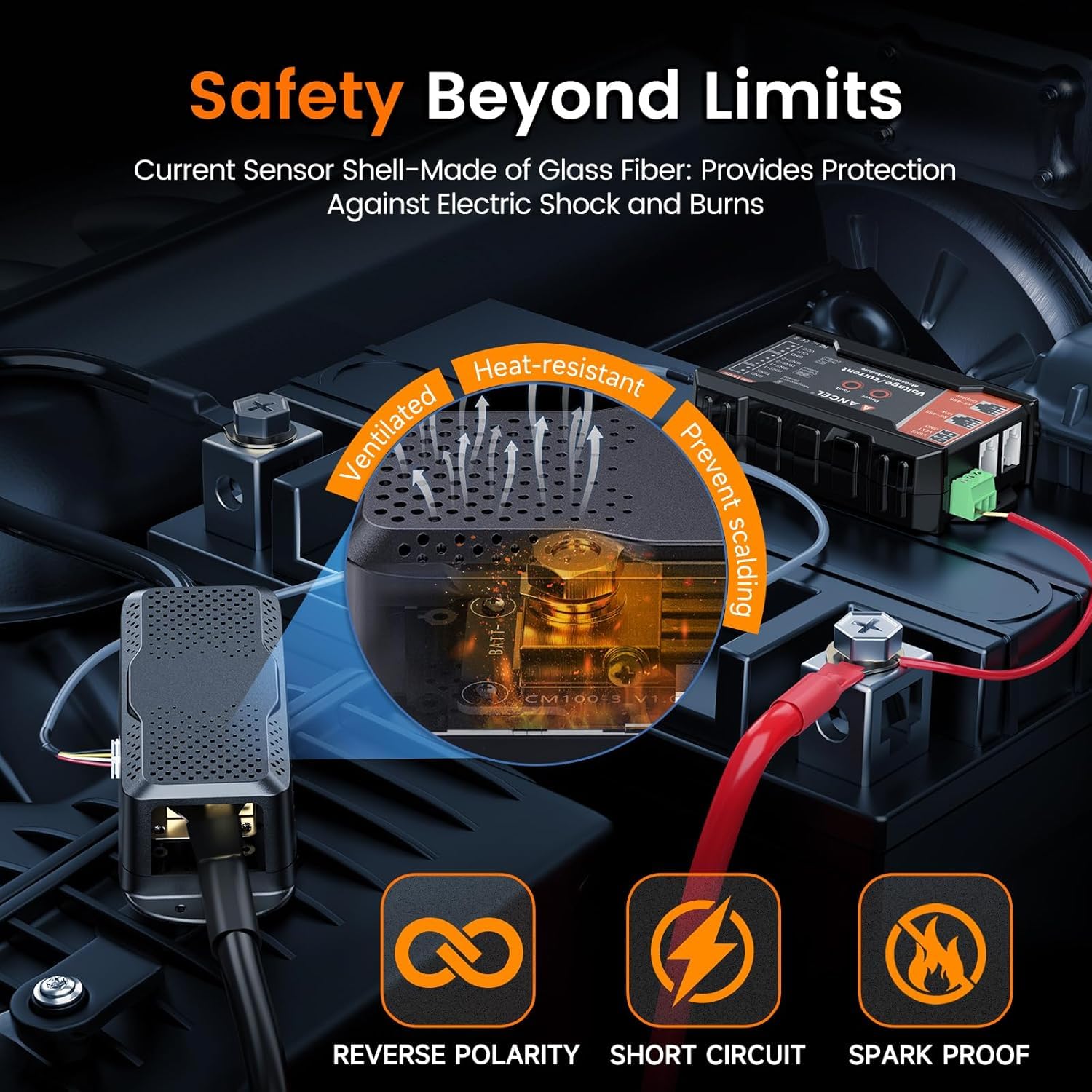 ANCEL BM1000 Battery Monitor mit Shunt 400Amp, 10-120V SmartShunt Bluetooth Batteriewächter, Wlan Batteriemonitor, Battery guard Echtzeit-Überwachung von Spannung, Stromstärke und Ladezustand