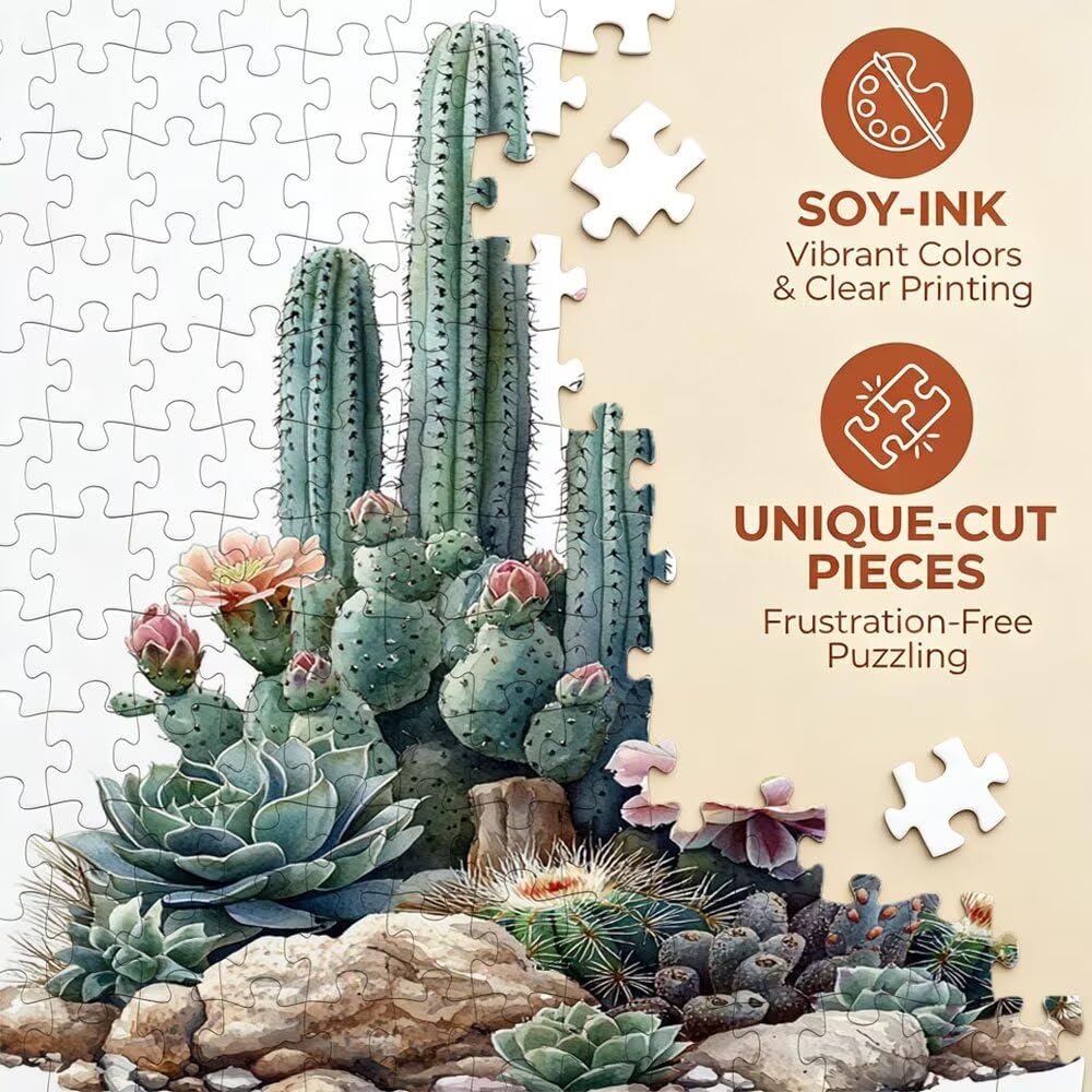 Puzzle 3000 Pezzi, Piante Cactus 3D Puzzle per Adulti Impegnativo, Educa Puzzles Artistico, Divertente E Stimolante Puzzles Decorativo per La Famiglia, Regalo e Decorazione Pareti DX0YL6-919