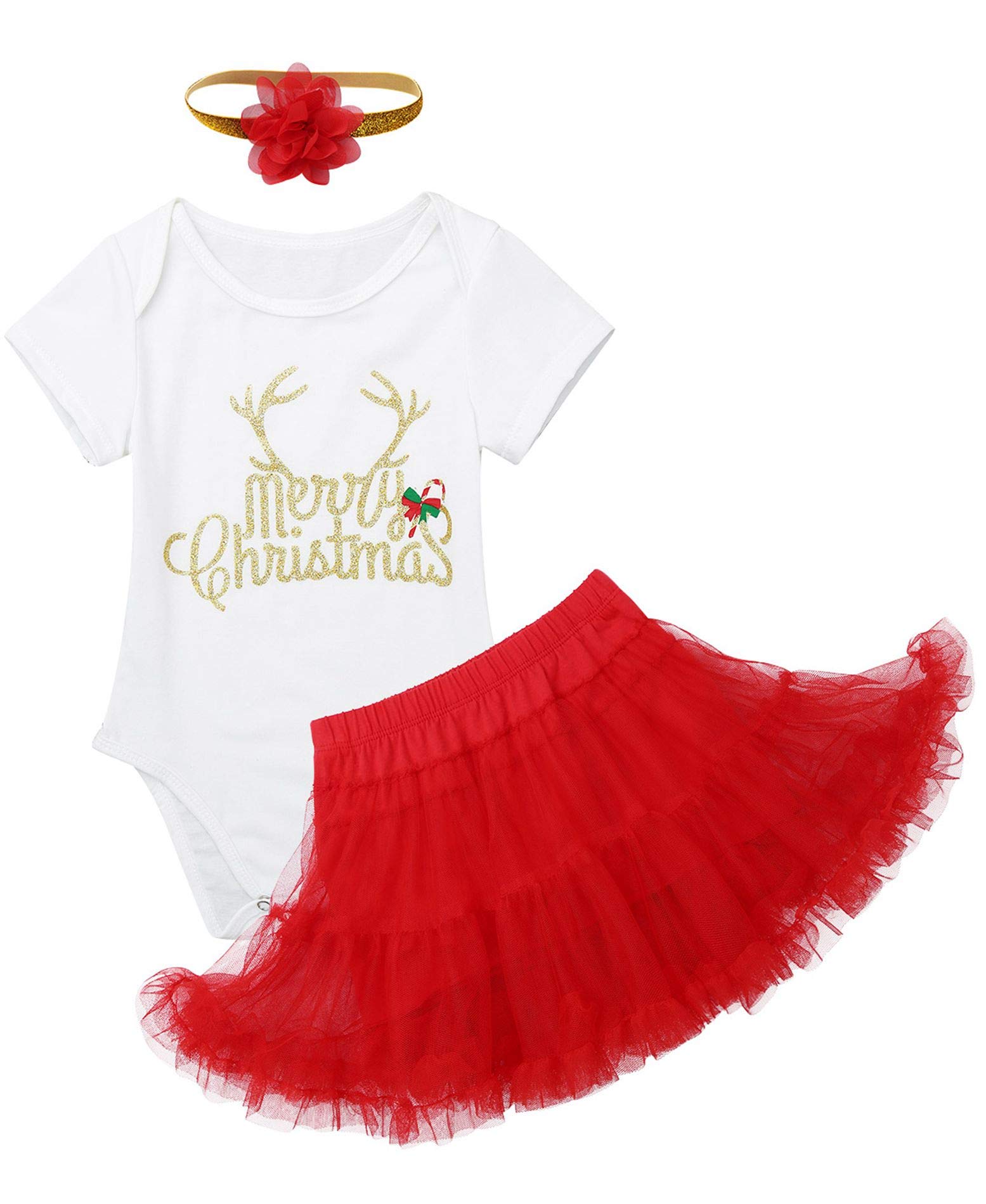 YiZYiF Baby Girls Outfits Newborn Infant Baby's First Christmas Tutu Dress Up