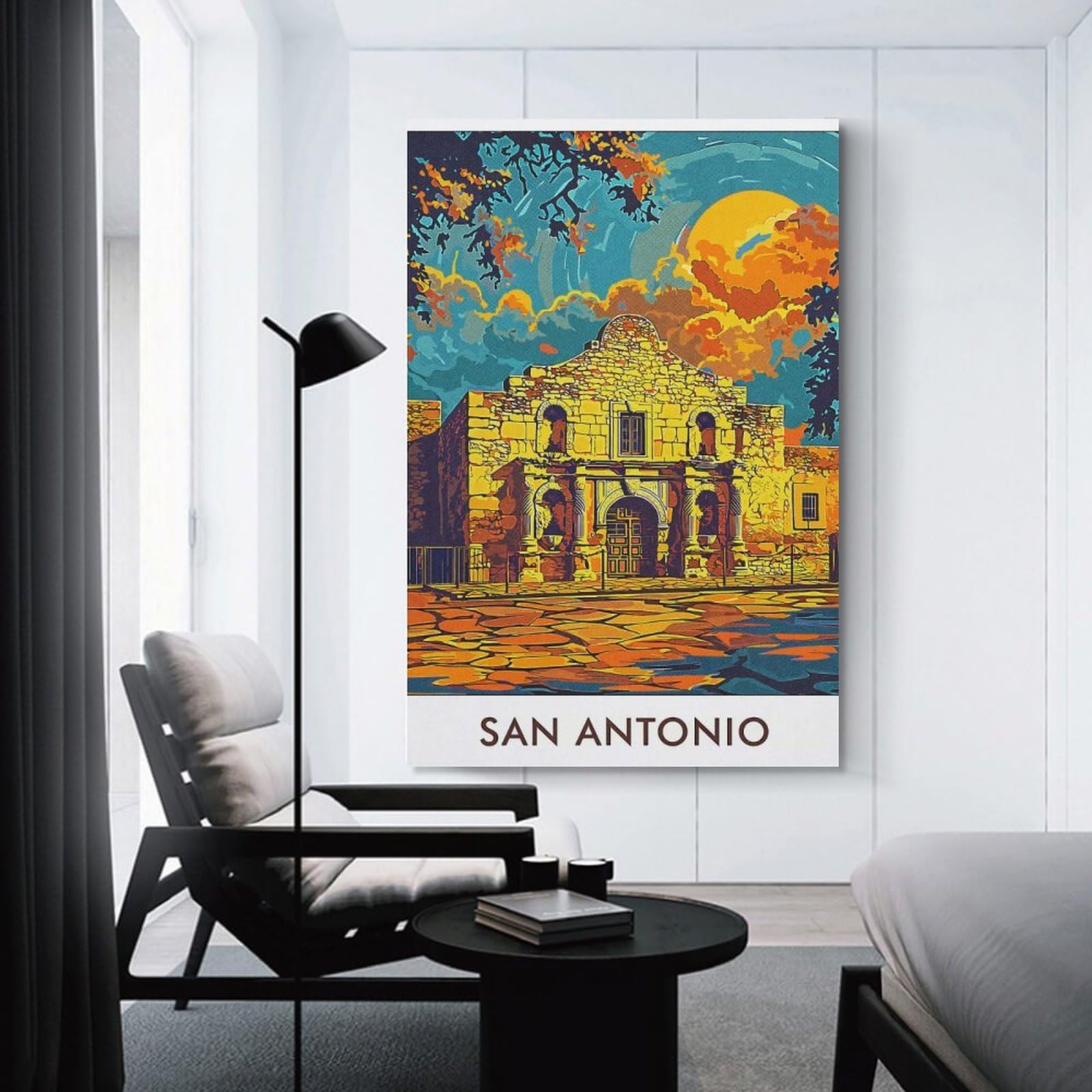 Junmoney San Antonio Mission Wall Art Print 24x36inch(60x90cm), for Hallway, Entryway Or Landing, A Neat Decor Update for Hallways, for Everyday Interiors