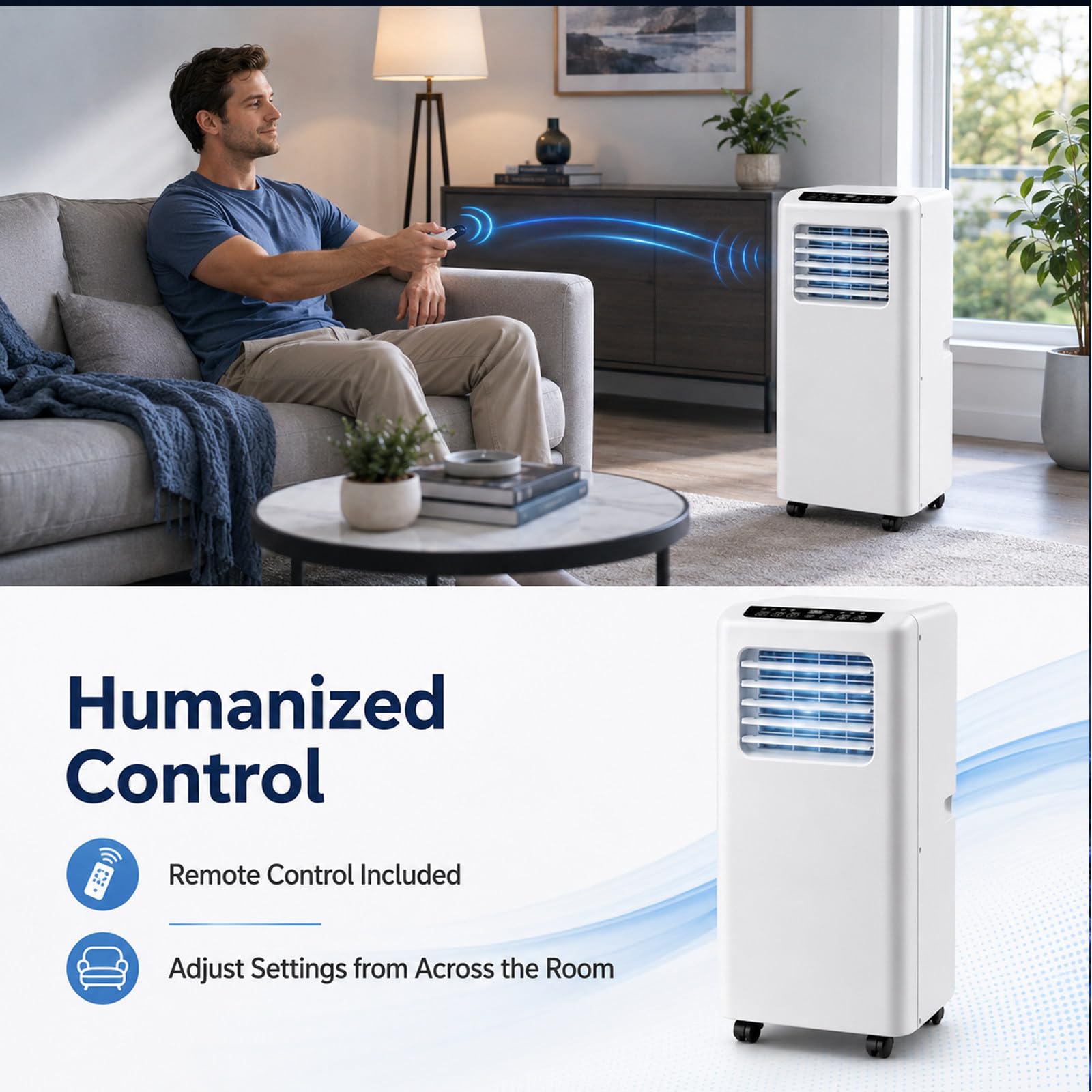Condizionatore Portatile 5000 BTU unità Raffreddamento | Unità Compatta Con Modalità Ventilatore E Deumidificatore Telecomando Kit Finestra Timer 24H Camera Ufficio Casa