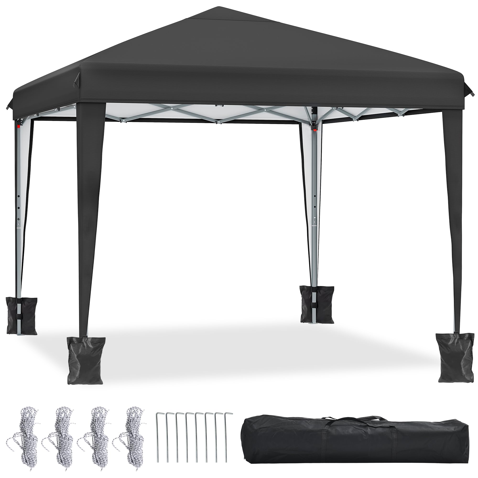YITAHOME 3 x 3 m Outdoor Pop Up Gazebo with Side Folding Gazebo, Waterproof Foldable Garden Gazebo for All Seasons, Camping Gazebo, Anti-UV with Free Height Adjustable Party Markets