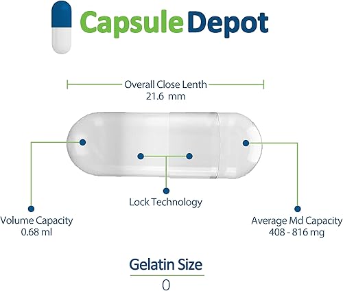 Miniatura 2 de CapsuleDepot - Cápsulas vacías de tamaño transparente 0 - 1,000 cápsulas vacías de gelatina - Cápsulas de píldoras vacías - Relleno de cápsulas de