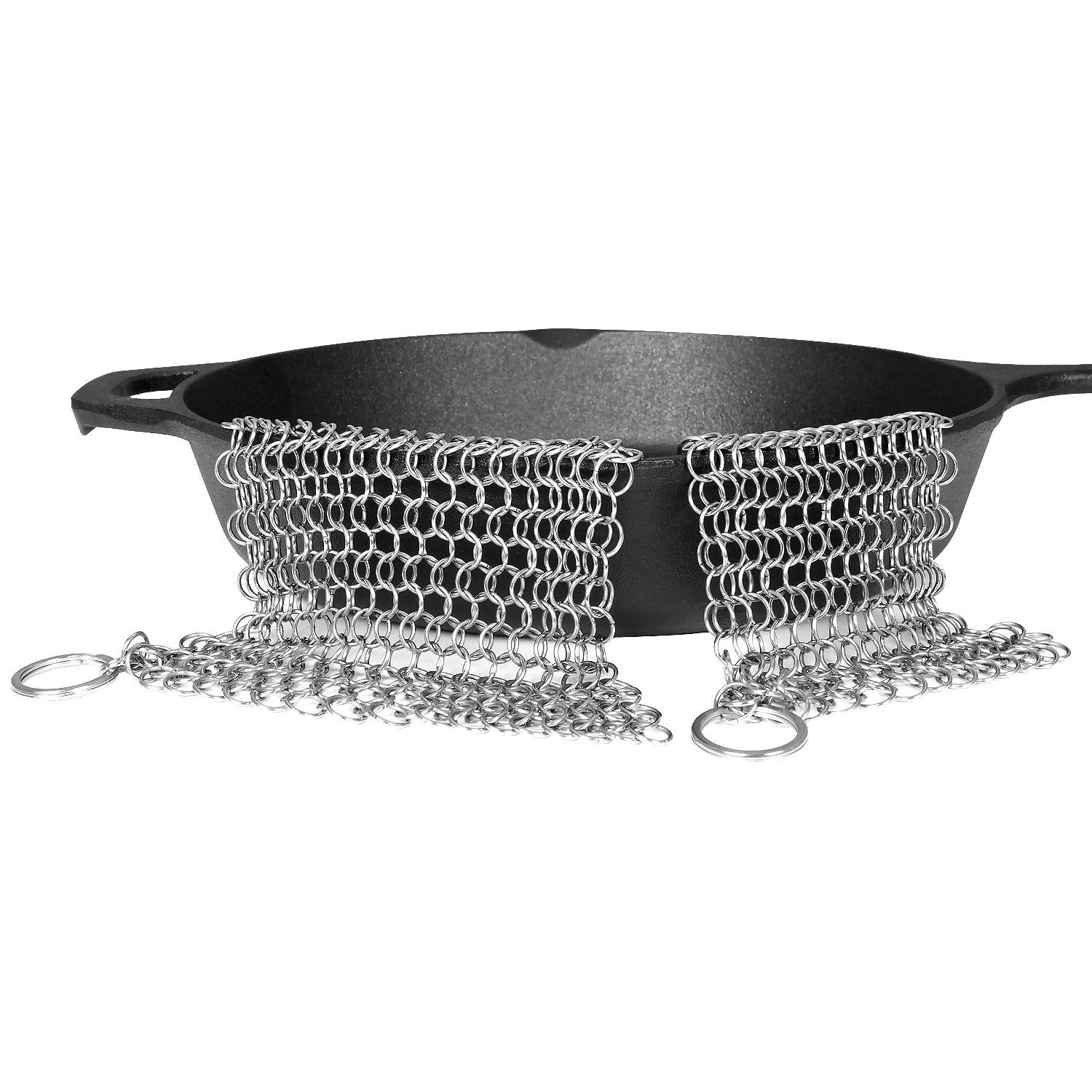 Square Chainmail Scrubber for Cast Iron Pans, 201 Premium Stainless
