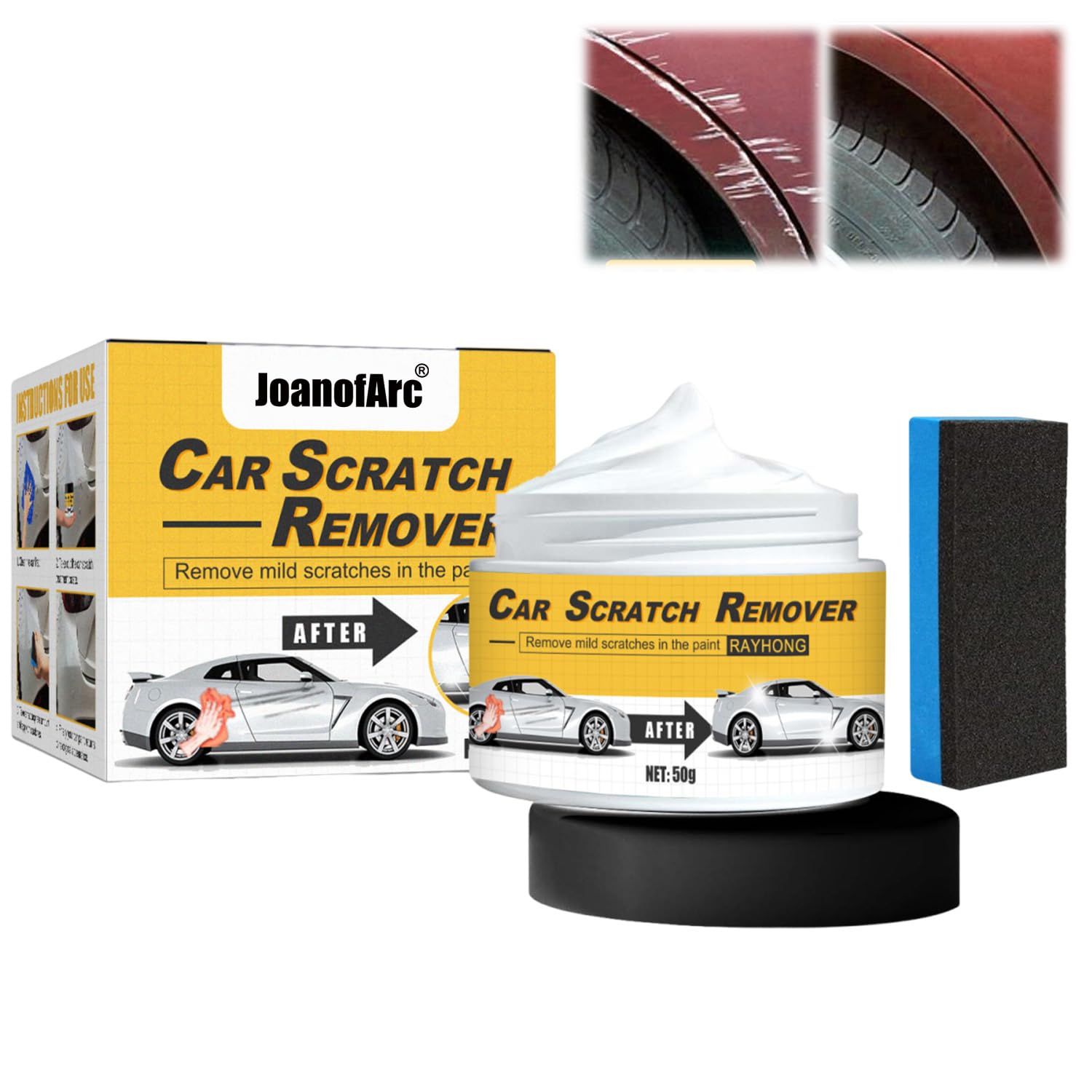 Car Scratch Remover Cream, Scratch Remover for Vehicles, Multi-Purpose Car Scratch Repair Paste with Wipes Cleaning Cloth, Repair Polishing Kit for Light Scratches and Swirls