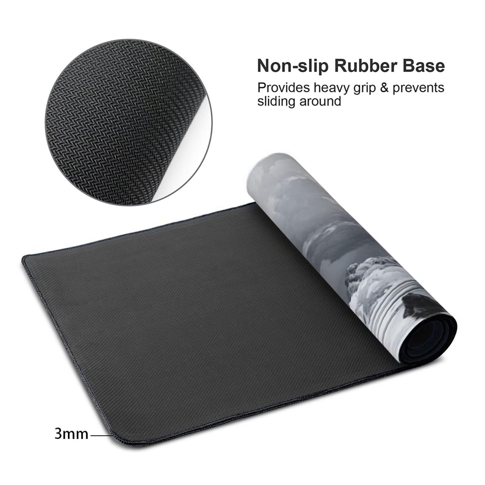 Tapis de Souris Blanc XXL 1400x600 mm Tapis de Souris Gaming Antidérapant Desk Mat avec Bord Verrouillable, Imperméable Grand Mouse Pad Convient pour Bureau, Maison et Salle de Jeux (Abstrait) 2S-1032