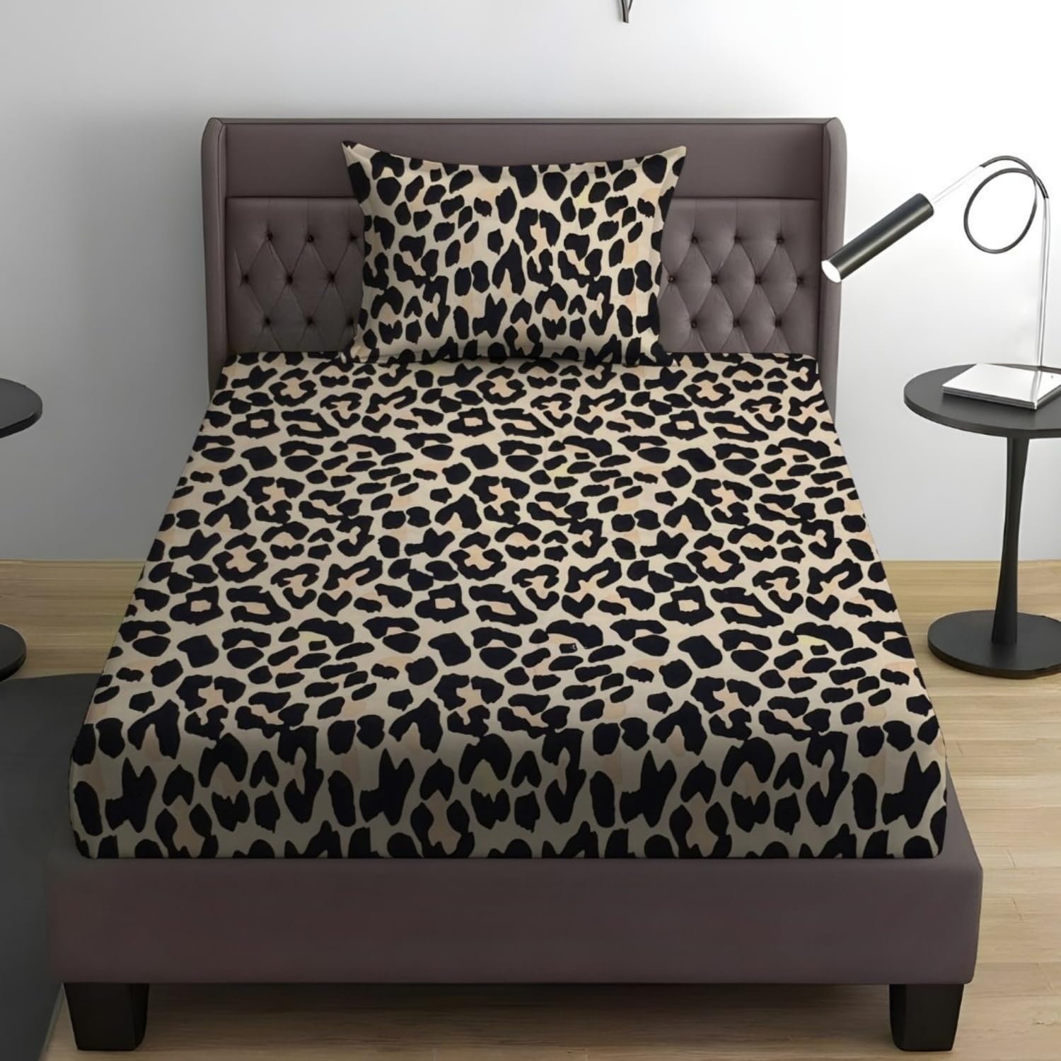 Super Soft Super Comfortable Pure Cotton Feel Animal Print 300 TC 90x60 inches Single Bed Size Flat Bedsheet with One Pillow Cover-image-29