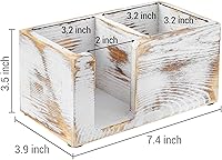Vista 5 de MyGift Soporte para notas adhesivas y artículos de papelería de madera maciza lavada, color blanco desgastado, organizador de almacenamiento