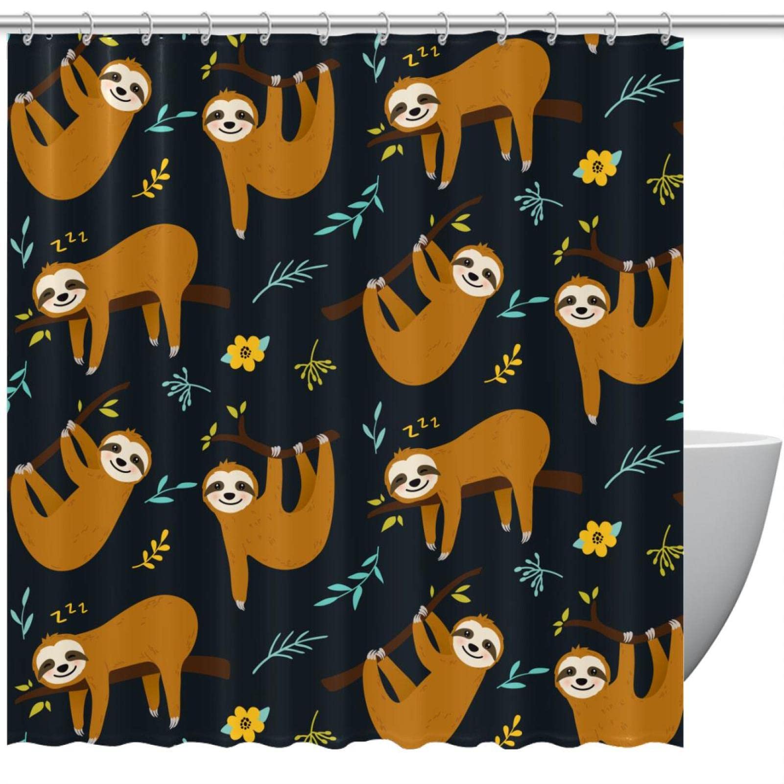 Rideau de douche motif paresseux 167x182 cm rideau de baignoire anti éclaboussures