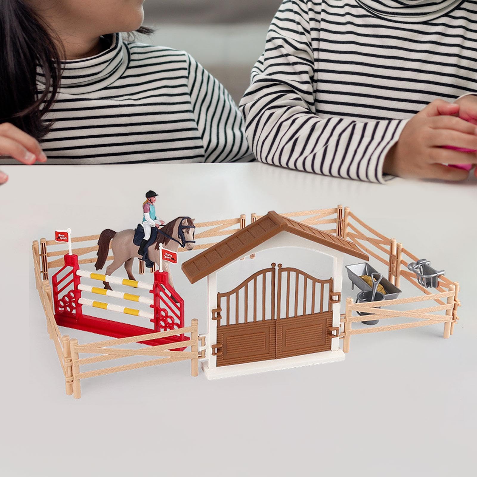 Set de Juego de Caballos con Figura de, Juguete de, Club de Equitación para Juegos de Figura de, Juguete de Caballos Par, Mujer Jinete