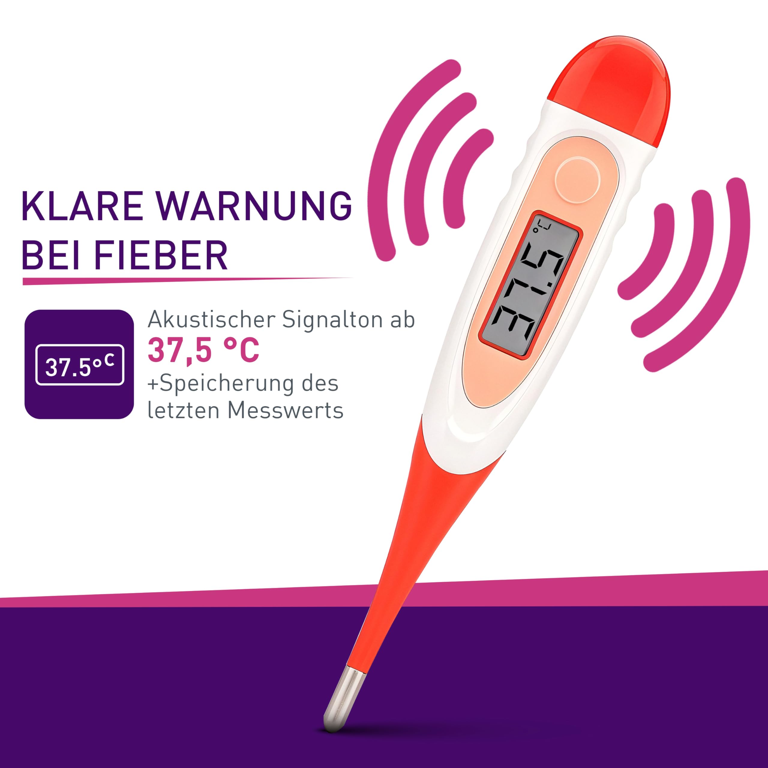 Scala Thermomètre Fièvre Médical Numérique Buccal SC 1501 Rouge Flex Speed