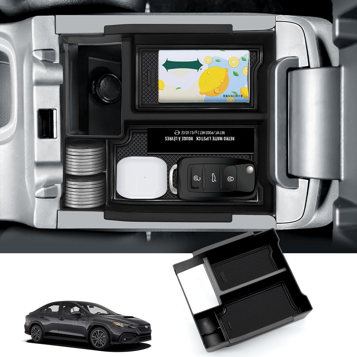 Coin Organizer For Car SXCY For 2022-2025 Subaru WRX Armrest Cover Subaru  Wrx Accessories