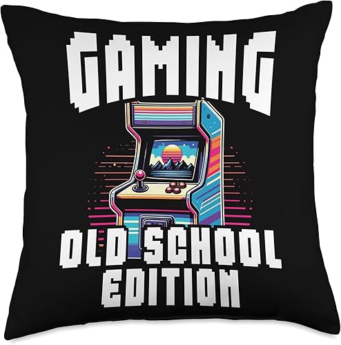 Retro Vintage 80s Arcade Nostalgia Pixel Art Video Games Throw Pillow