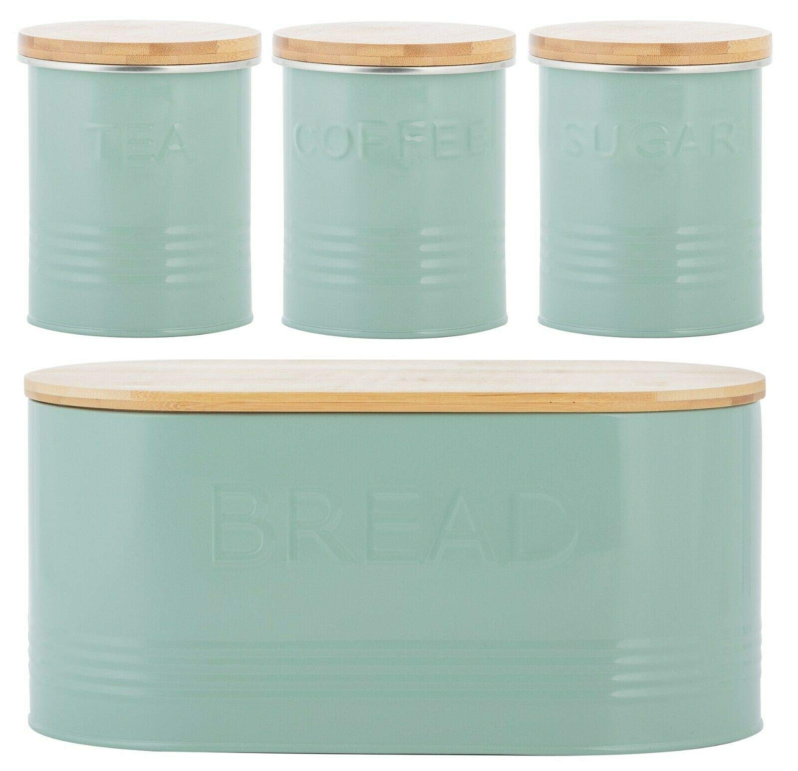 Buy Rippled Metal Tea Coffee Sugar Canister Set & Bread Bin Crock Set