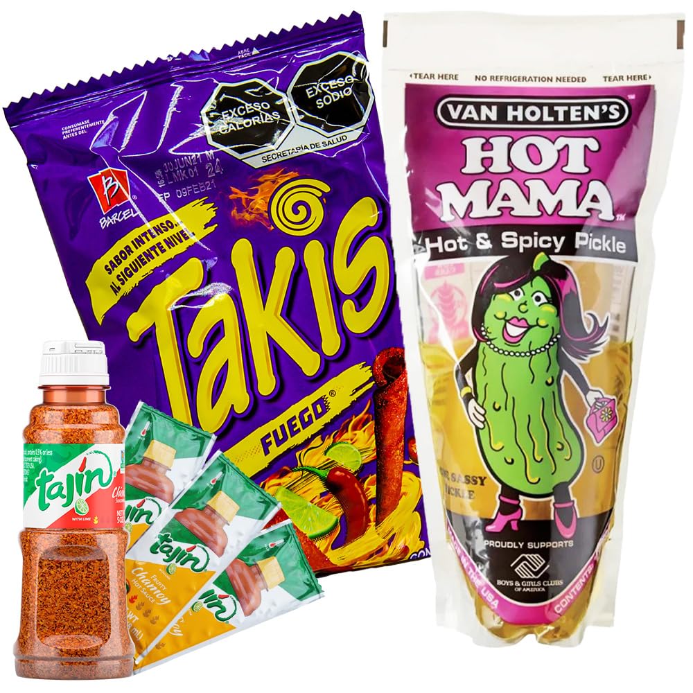 Buy Tajin Hot Mama Pickle Kit/Tajin Seasoning & Chamoy, Van Holtens Pickle and Takis Fuego