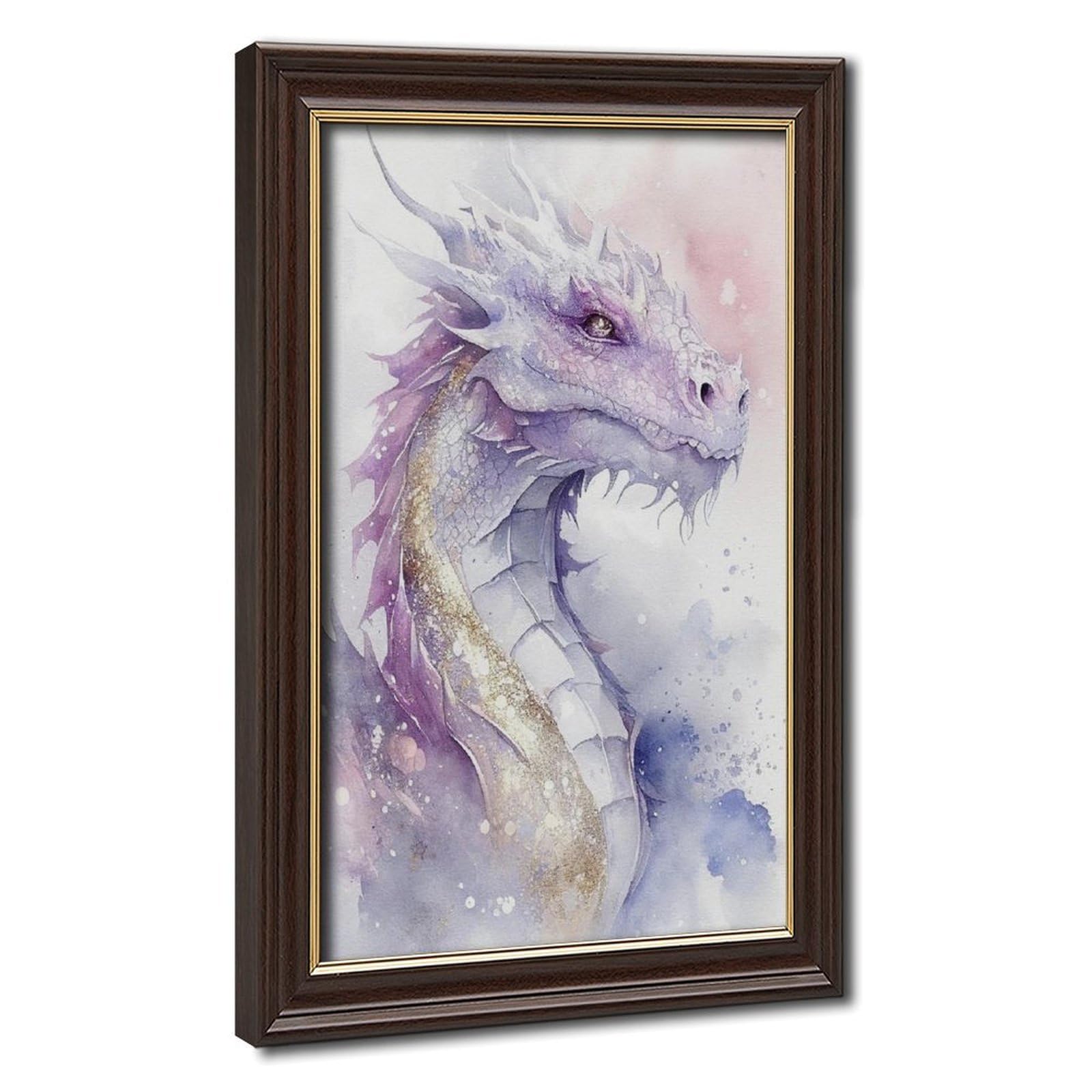 Bareronor Watercolor Dragon Art Poster Canvas Poster Bedroom Decor Landscape Office Room Decor Gift 24" L X 36" W