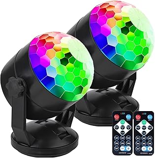 CATPOWER Pack of 2, Remote Control Portable Sound Activated Party Lights for Outdoor and Indoor, Battery Powered or USB Pl...