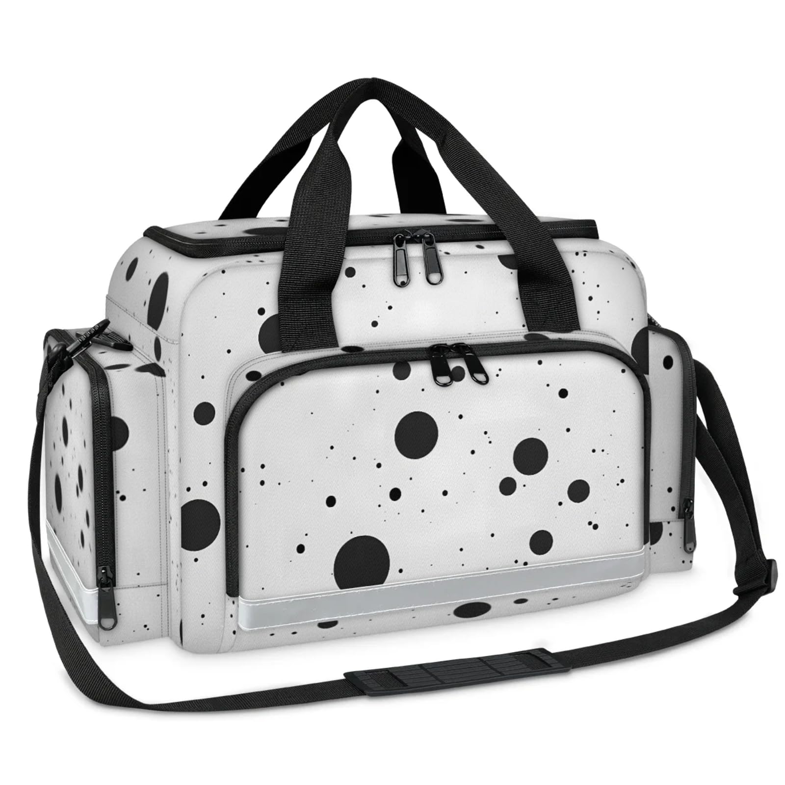 GzLeyigou First Aid Bags Empty, Shape - Circle Emergency Bag Black And White Dot First Aid Kit Multiple Compartment Kit Carrier On Call Trauma Bag For Paramedics Emergency Medical Supplies Kit