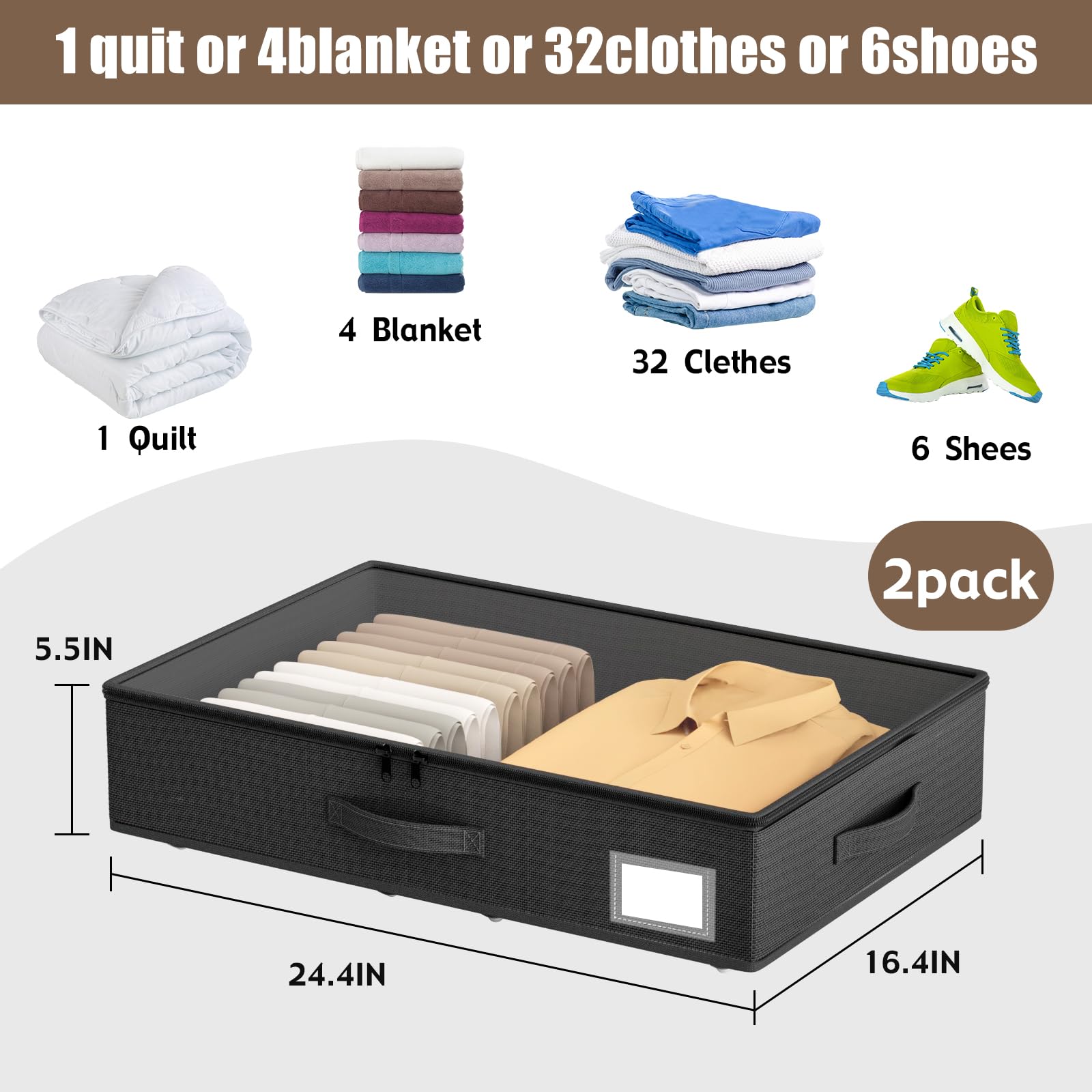 EE-RoomWorld Unterbettkommode mit Rollen, kein Zusammenbau erforderlich, 14 cm Höhe, Unterbett-Aufbewahrung, niedriges Profil, rollbare Schuhaufbewahrungsbehälter, für Kleidung, Decken