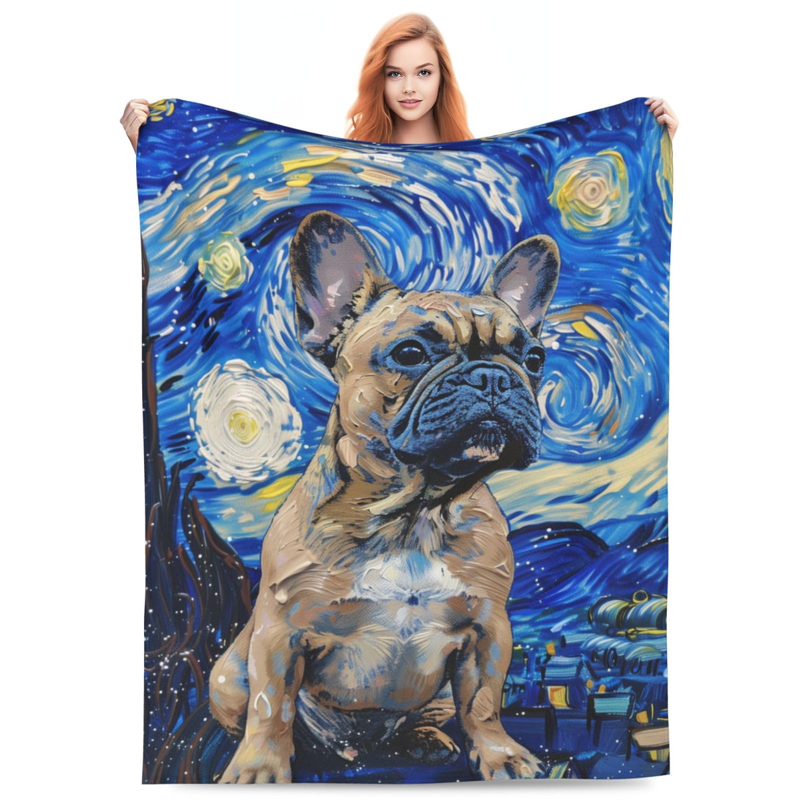 Couverture Flanelle Bouledogue Français Virudhaka – 102x127cm, Douce Et Cadeau Rigolo