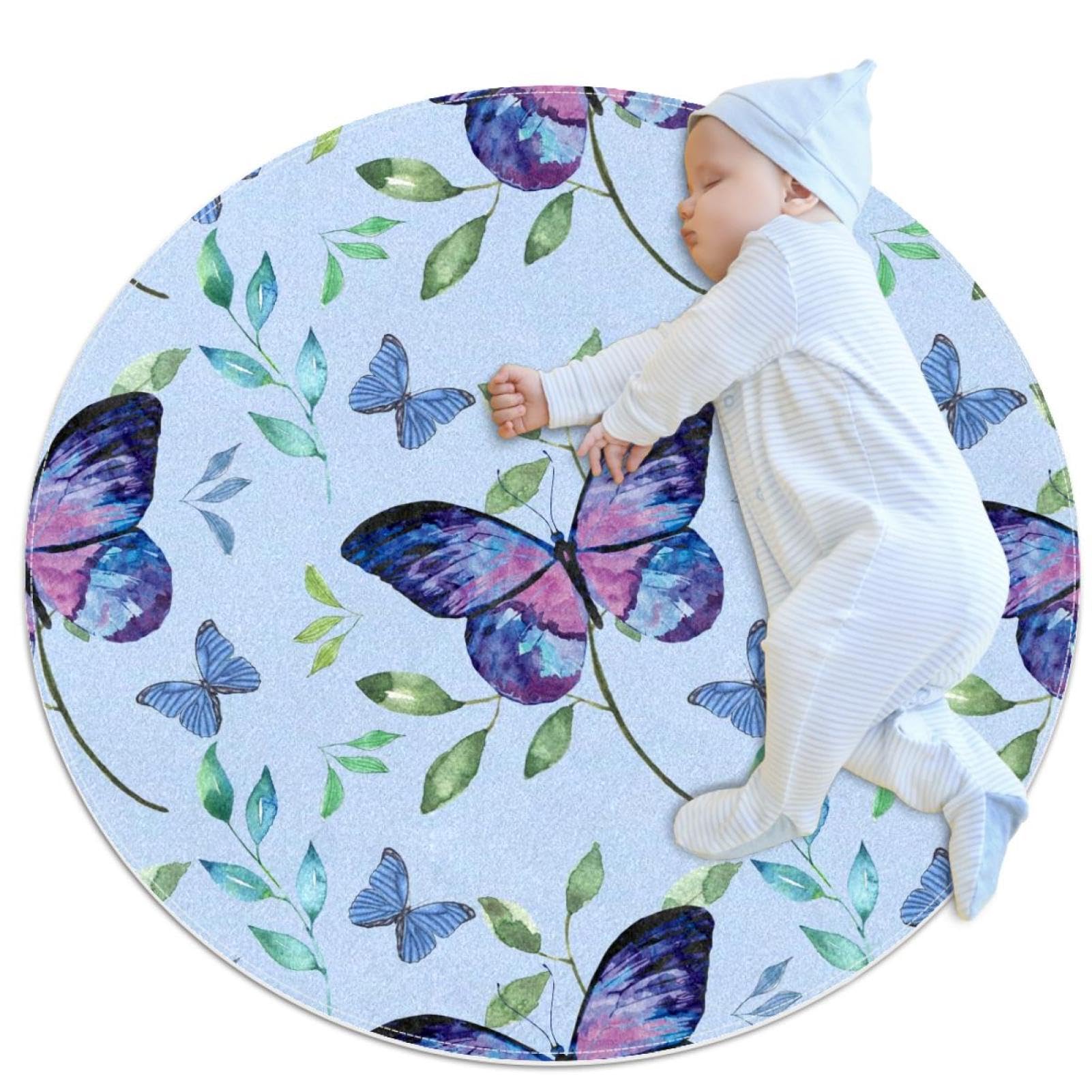 Tapis de salle de bain papillons pastel pour chambre d'enfant