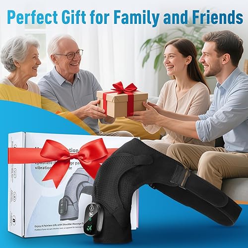 Miniatura 9 de Envoltura de hombro calentada con masaje, almohadillas térmicas de hombro inalámbricas para dolor de manguito rotador, soporte de hombro calentado