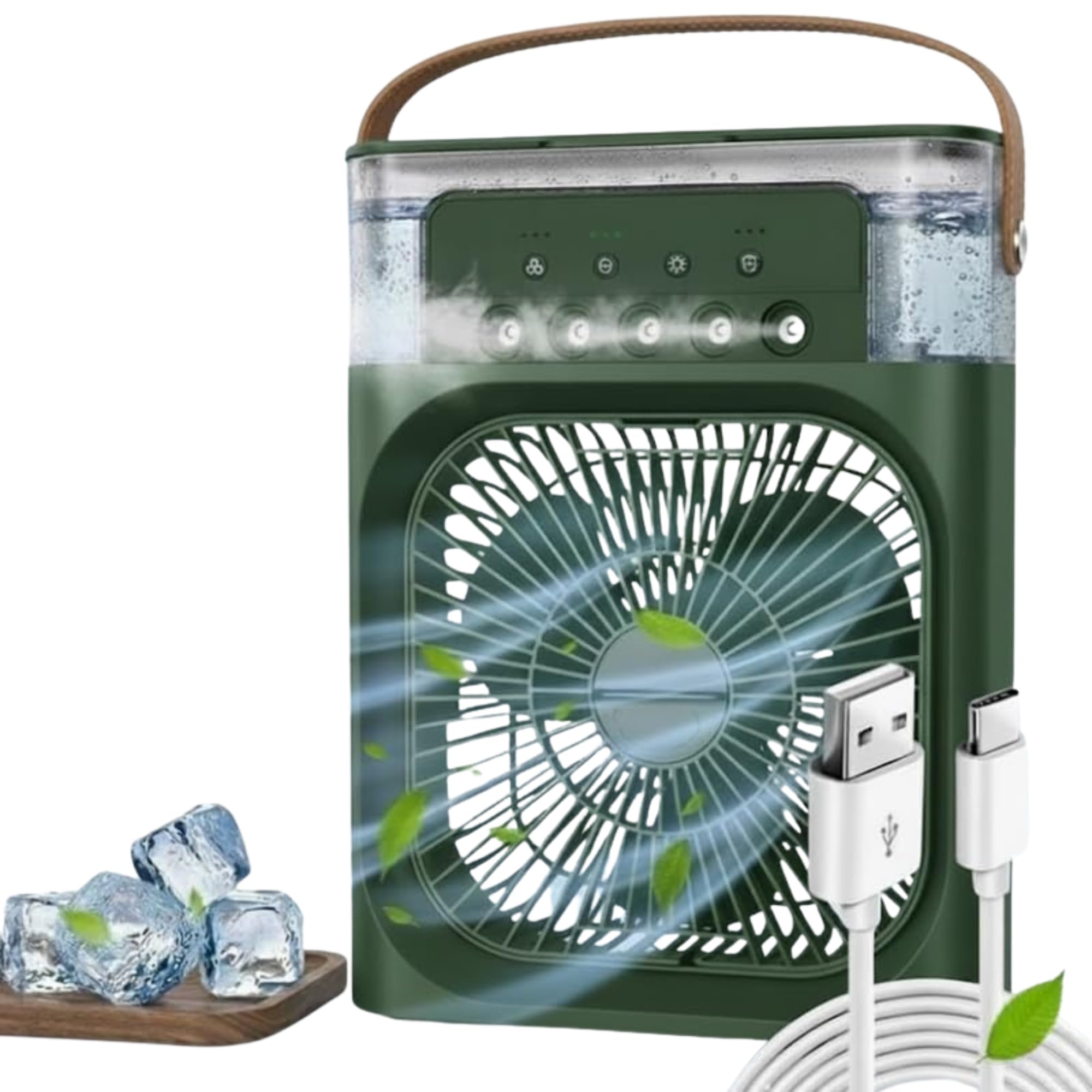 Drumstone TopRated 𝟏𝟓𝐘𝐫 𝐖𝐚𝐫𝐫𝐚𝐧𝐭𝐲 Portable Comfort Mini AC, Table Fan and Desk Fan with USB Power, 3 Speed Modes, Mist Function, 7-Color LED Light and 1/2/3 Hour Timer for Home